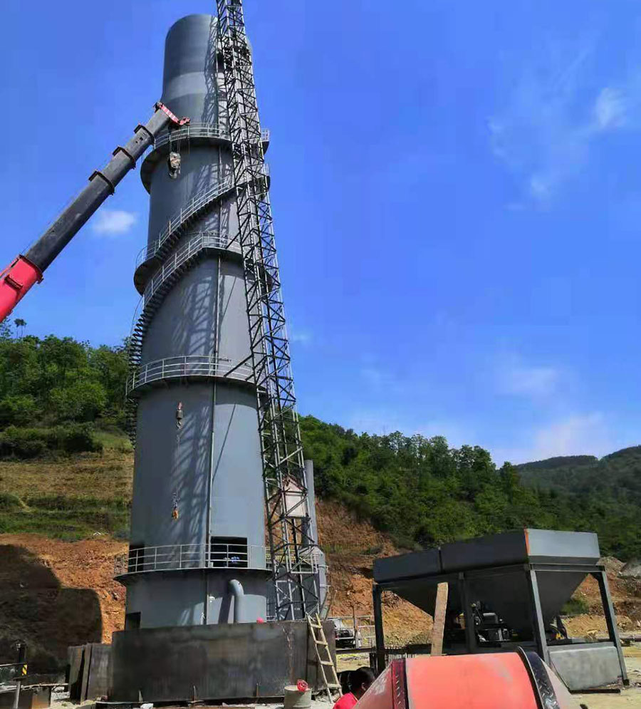 石灰雙膛窯上料系統中的上限位裝置